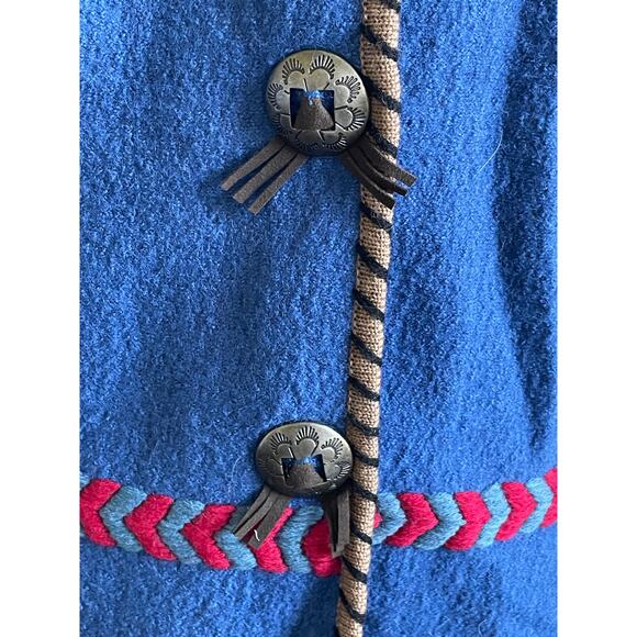 ColdWater Creek Artisan Blue Wool Western Jacket Boho Embroidered Southwestern - Picture 4 of 9